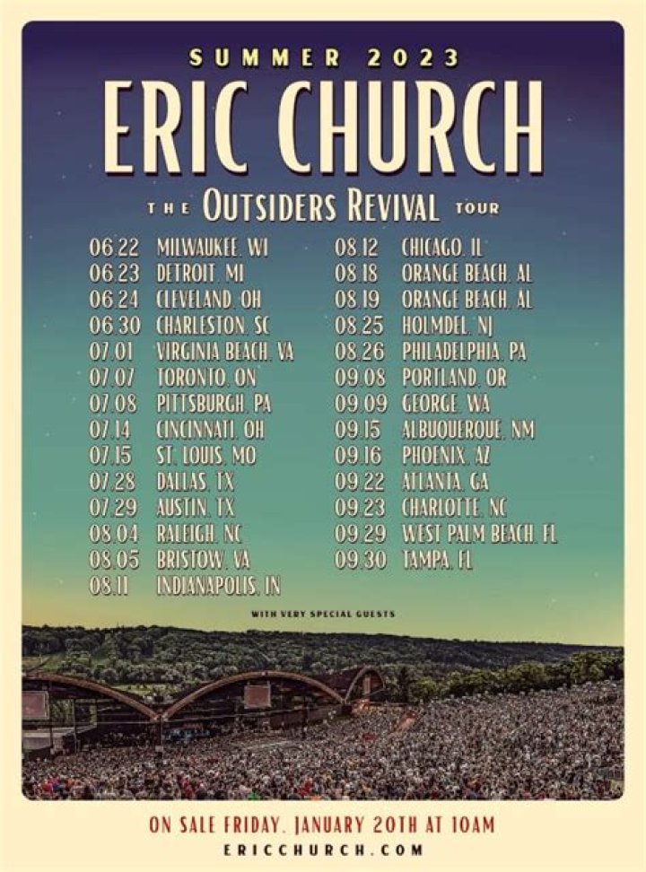 Eric Church Announces The Outsiders Revival Tour With Guests Jelly Roll, Elle King, Whiskey Myers, & More
